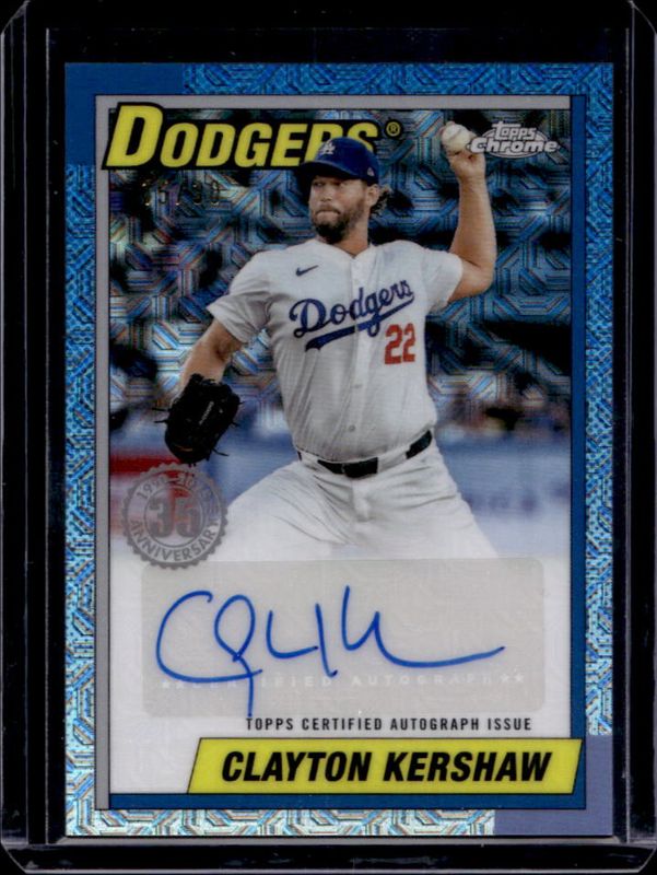 Clayton Kershaw 2025 Topps #90CA-CK 1990 Baseball Chrome Silver Pack Autographs (Series 1) RAW