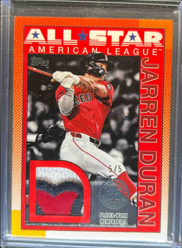 Jarren Duran 2025 Topps #90ASR-JD 1990 Baseball All-Star Relics (Series 2) - Red /5 RAW
