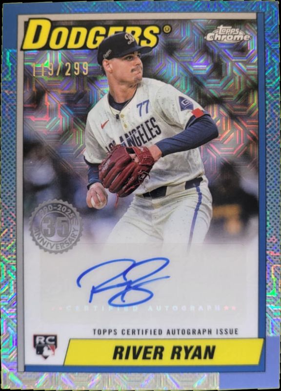 River Ryan 2025 Topps #90CA-RR 1990 Baseball Chrome Silver Pack Autographs (Series 1) Rookie RAW