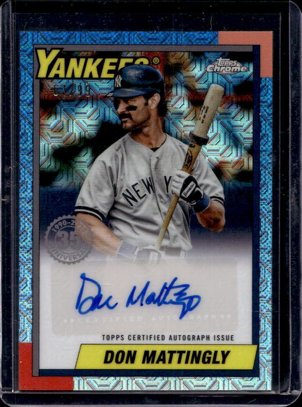 Don Mattingly 2025 Topps #90CA-DM 1990 Baseball Chrome Silver Pack Autographs (Series 1) RAW