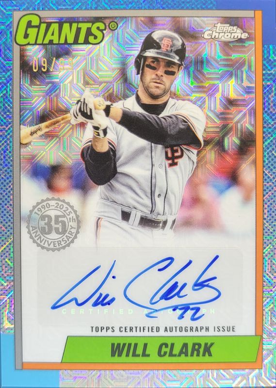 Will Clark 2025 Topps #90CA-WC 1990 Baseball Chrome Silver Pack Autographs (Series 1) RAW