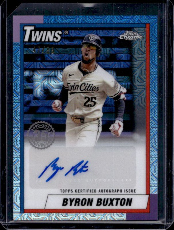 Byron Buxton 2025 Topps #90CA-BB 1990 Baseball Chrome Silver Pack Autographs (Series 1) RAW