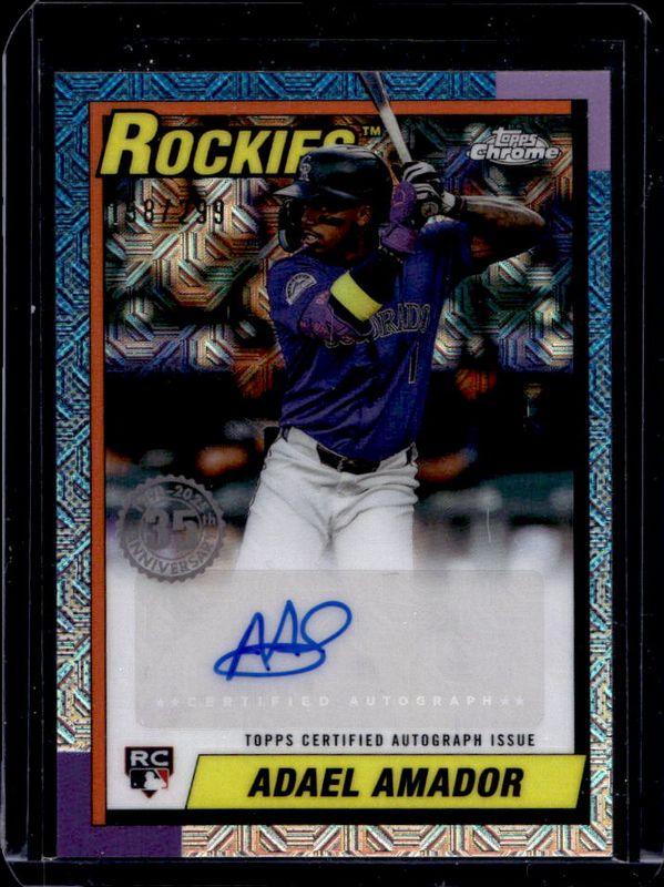 Adael Amador 2025 Topps #90CA-AA 1990 Baseball Chrome Silver Pack Autographs (Series 1) Rookie RAW