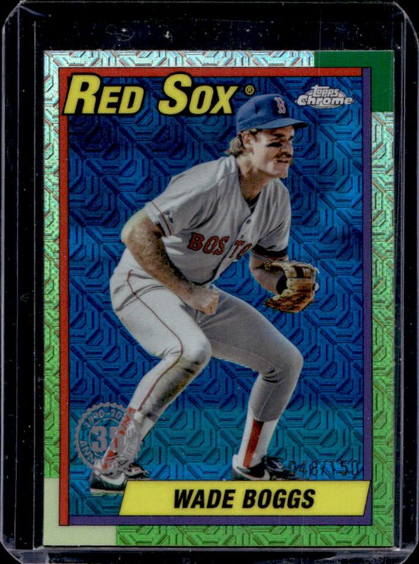 Wade Boggs 2025 Topps #T90C-6 1990 Baseball Chrome Silver Pack - Blue Refractor /150 RAW