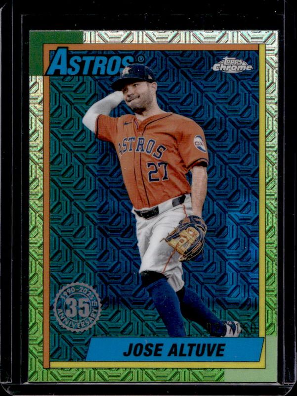 Jose Altuve 2025 Topps #T90C-79 1990 Baseball Chrome Silver Pack - Blue Refractor /150 RAW
