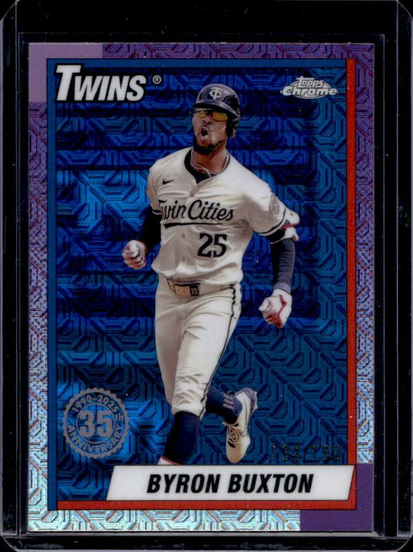 Byron Buxton 2025 Topps #T90C-74 1990 Baseball Chrome Silver Pack - Blue Refractor /150 RAW