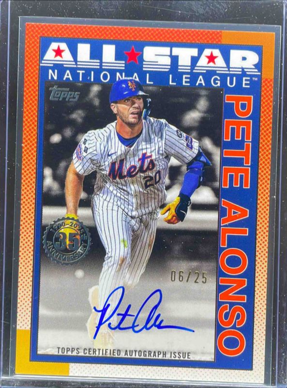 Pete Alonso 2025 Topps #90AS-PA 1990 Baseball All-Star Autographs (Series 2) - Orange /25 RAW