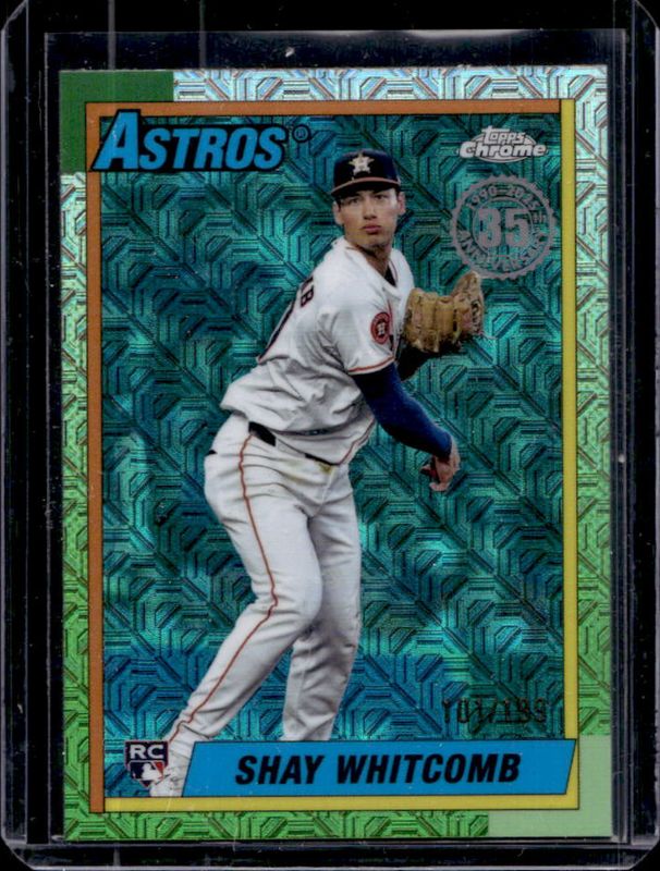 Shay Whitcomb 2025 Topps #T90C-118 1990 Baseball Chrome Silver Pack - Aqua Refractor /199 Rookie RAW