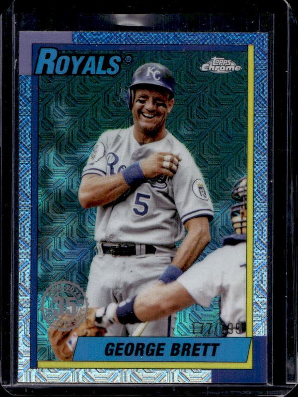 George Brett 2025 Topps #T90C-96 1990 Baseball Chrome Silver Pack - Aqua Refractor /199 RAW