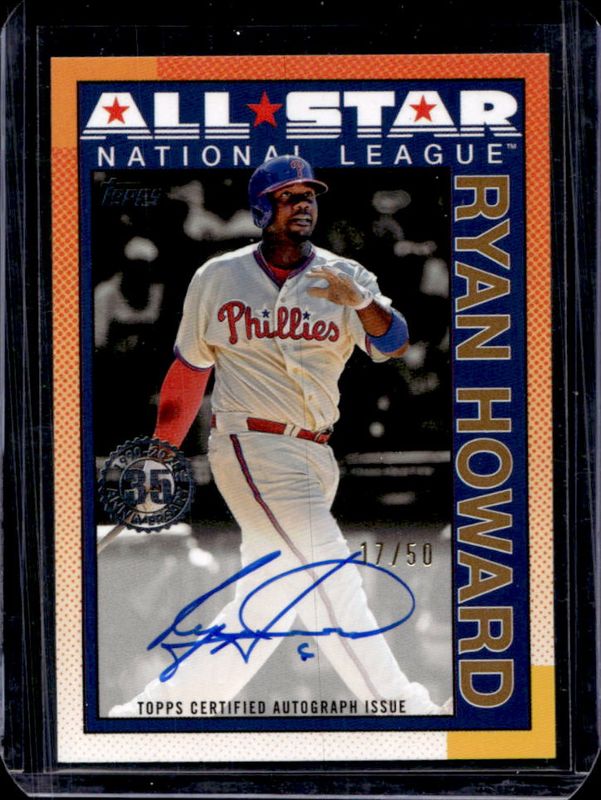 Ryan Howard 2025 Topps #90AS-RH 1990 Baseball All-Star Autographs (Series 2) - Gold /50 RAW