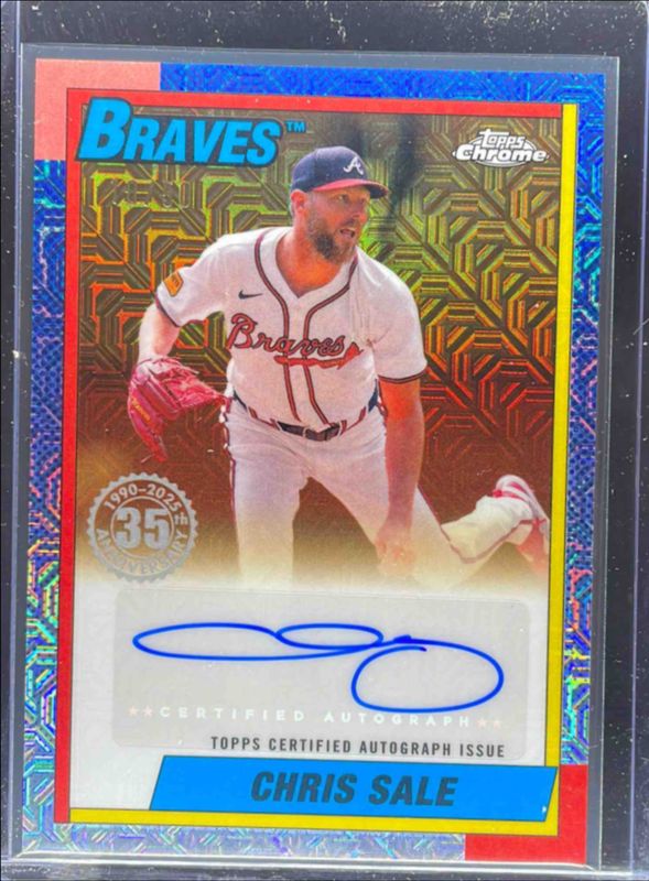 Chris Sale 2025 Topps #90CA2-CS 1990 Baseball Chrome Silver Pack Autographs (Series 2) - Gold Refractor /50 RAW