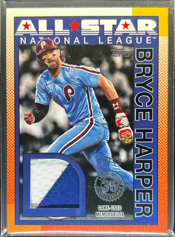 Bryce Harper 2025 Topps #90ASR-BH 1990 Baseball All-Star Relics (Series 2) - Black /10 RAW