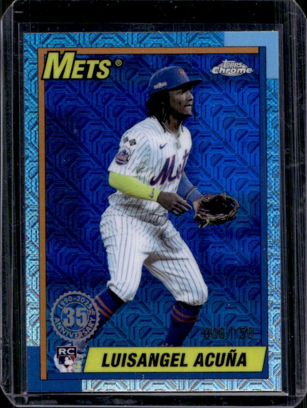 Luisangel Acuna 2025 Topps #T90C-128 1990 Baseball Chrome Silver Pack - Blue Refractor /150 Rookie RAW