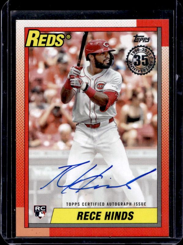 Rece Hinds 2025 Topps #90A-RHI 1990 Baseball Autographs (Series 1) Rookie RAW