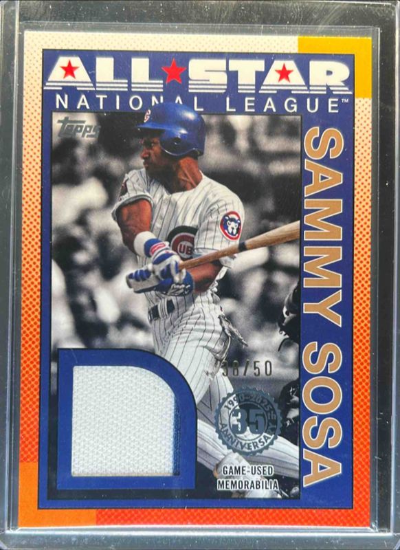 Sammy Sosa 2025 Topps #90ASR-SS 1990 Baseball All-Star Relics (Series 2) - Gold /50 RAW