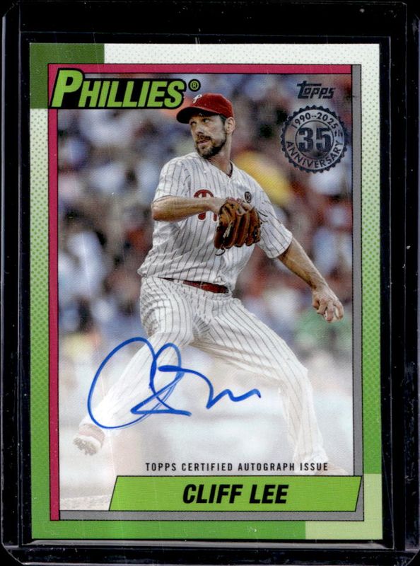 Cliff Lee 2025 Topps #90A-CL 1990 Baseball Autographs (Series 1) RAW