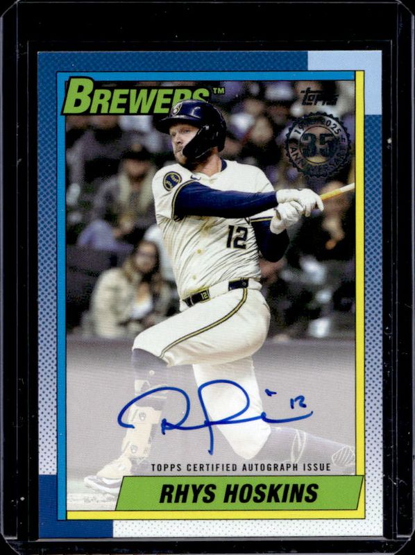 Rhys Hoskins 2025 Topps #90A-RHO 1990 Baseball Autographs (Series 1) RAW
