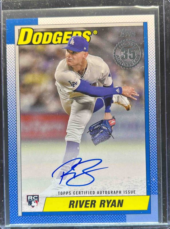 River Ryan 2025 Topps #90A-RR 1990 Baseball Autographs (Series 1) Rookie RAW