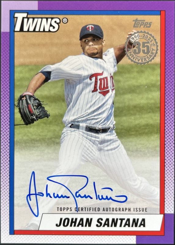 Johan Santana 2025 Topps #90A-JSA 1990 Baseball Autographs (Series 1) RAW
