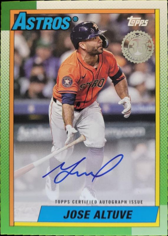 Jose Altuve 2025 Topps #90AU-JA 1990 Baseball Autographs (Series 1) RAW