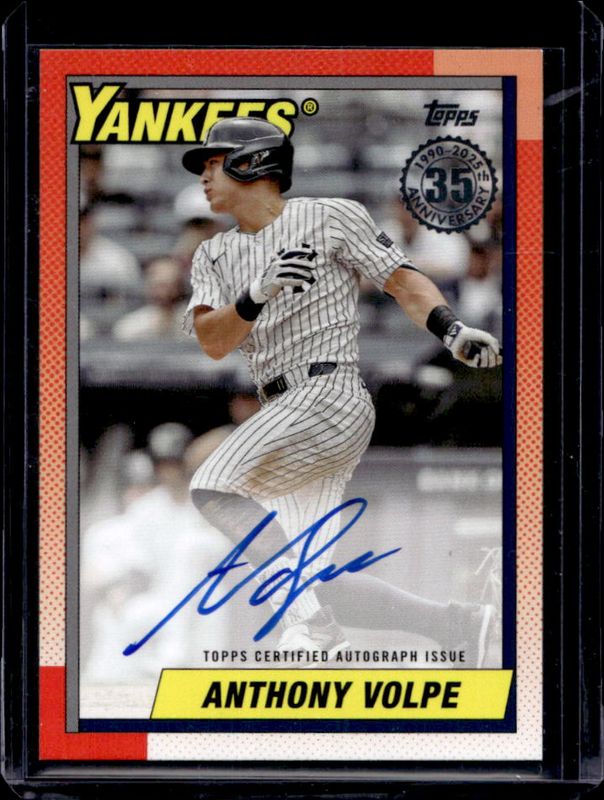 Anthony Volpe 2025 Topps #90A-AV 1990 Baseball Autographs (Series 1) RAW