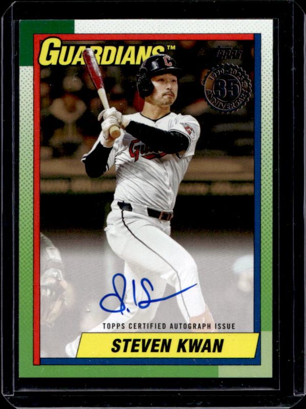 Steven Kwan 2025 Topps #90A-SK 1990 Baseball Autographs (Series 1) - Gold /50 RAW