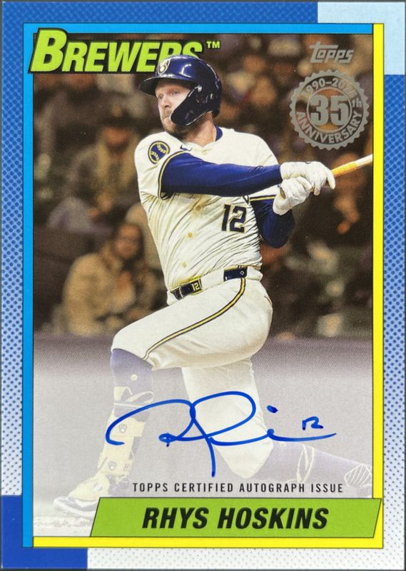 Rhys Hoskins 2025 Topps #90A-RHO 1990 Baseball Autographs (Series 1) - Gold /50 RAW