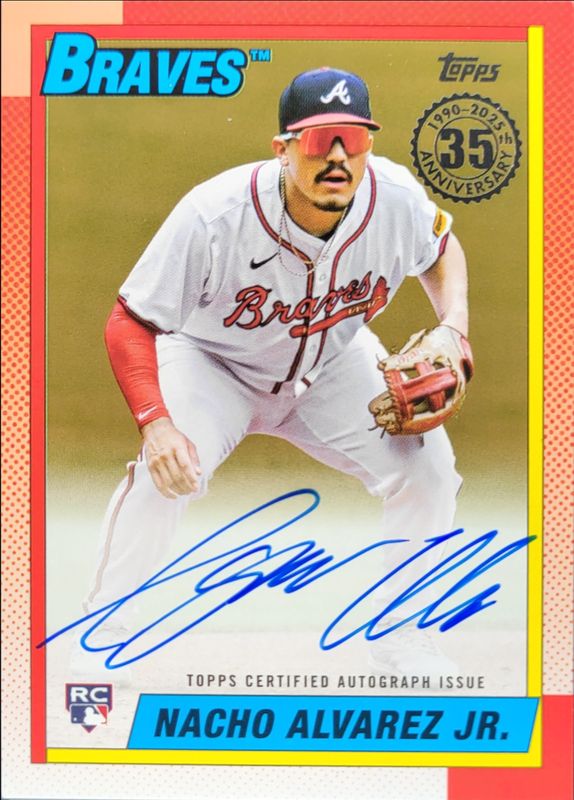 Nacho Alvarez Jr. 2025 Topps #90A-NA 1990 Baseball Autographs (Series 1) - Gold /50 Rookie RAW