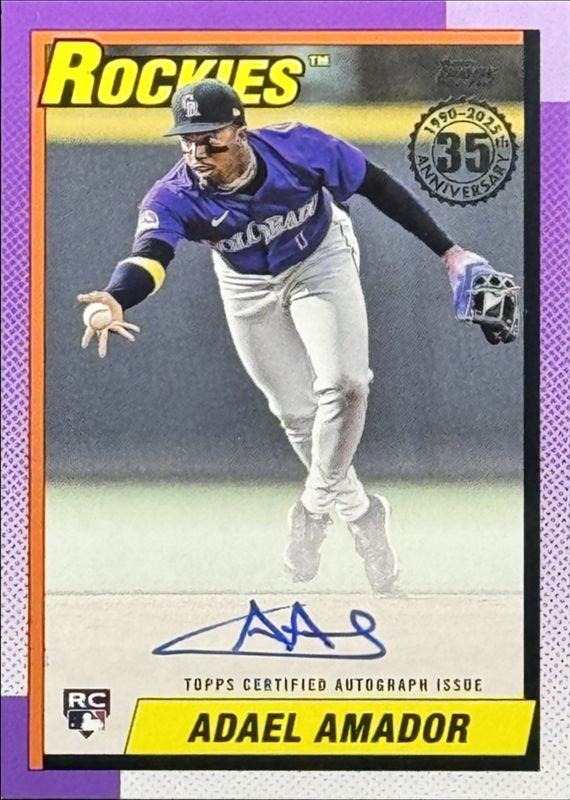 Adael Amador 2025 Topps #90A-AA 1990 Baseball Autographs (Series 1) Rookie RAW
