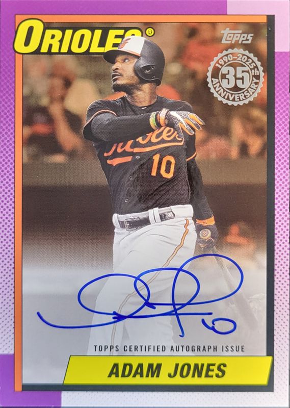 Adam Jones 2025 Topps #90A-AJ 1990 Baseball Autographs (Series 1) - Gold /50 RAW