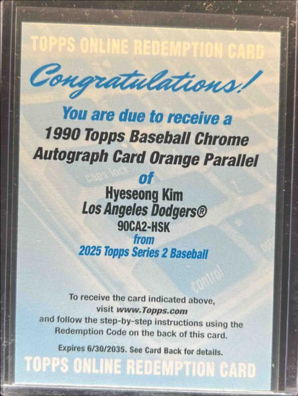 Hyeseong Kim 2025 Topps #90CA2-HSK 1990 Baseball Chrome Silver Pack Autographs (Series 2) - Orange Refractor /25 Rookie RAW