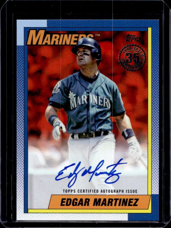 Edgar Martinez 2025 Topps #90A-EM 1990 Baseball Autographs (Series 1) - Orange /25 RAW