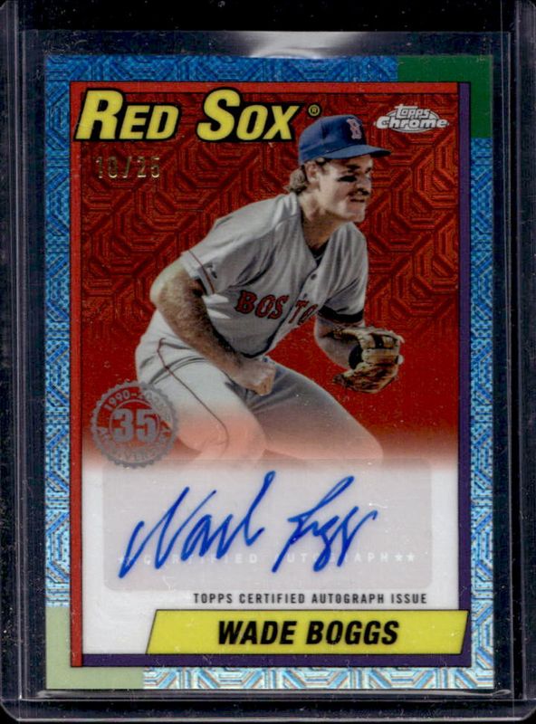 Wade Boggs 2025 Topps #90CA-WB 1990 Baseball Chrome Silver Pack Autographs (Series 1) - Orange Refractor /25 RAW