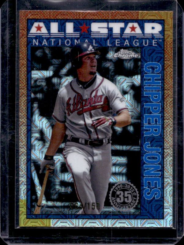 Chipper Jones 2025 Topps #90ASC-11 1990 Chrome Baseball All-Star Silver Pack - Blue Refractor /150 RAW