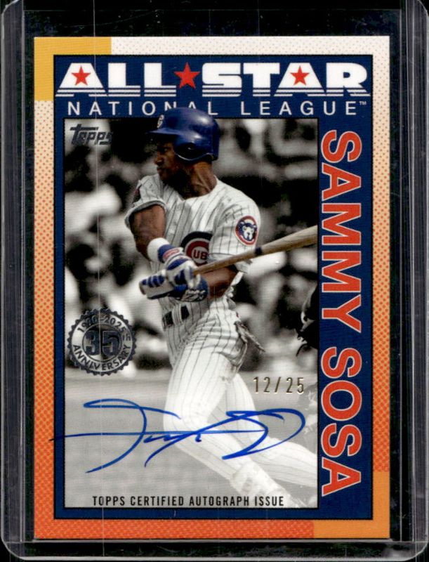 Sammy Sosa 2025 Topps #90AS-SSO 1990 Baseball All-Star Autographs (Series 2) - Orange /25 RAW