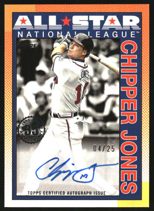 Chipper Jones 2025 Topps #90AS-CJ 1990 Baseball All-Star Autographs (Series 2) - Orange /25 RAW