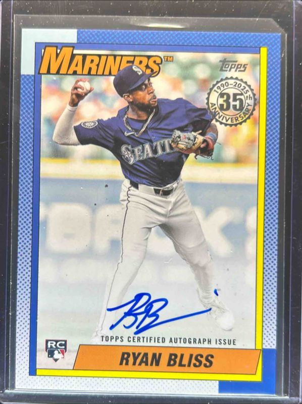 Ryan Bliss 2025 Topps #90A-RB 1990 Baseball Autographs (Series 2) Rookie RAW