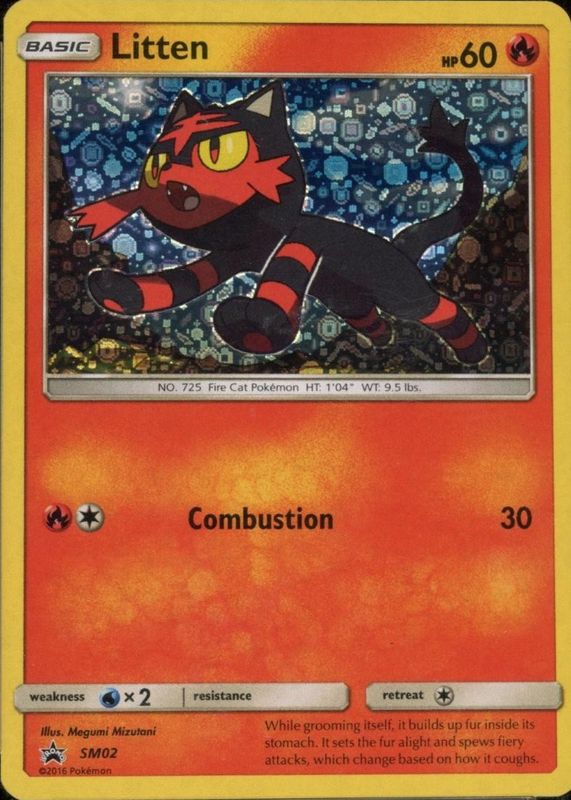 basic litten pokemon card value 15/25 McDonalds Promo your opponents Active Pokemon is now Paralyzed Litten holo Black star promo