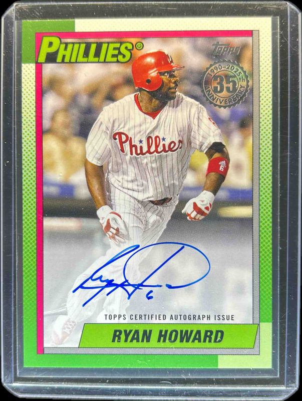 Ryan Howard 2025 Topps #90A-RH 1990 Baseball Autographs (Series 1) RAW