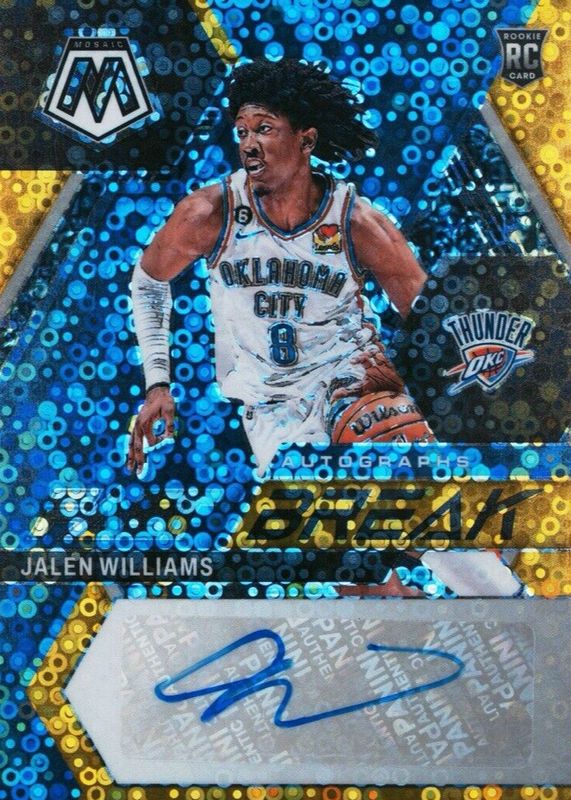 Jalen Williams 2022 Mosaic #FB-JAL Fast Break Autographs - Gold /10 Rookie PSA 10