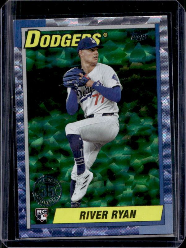 River Ryan 2025 Topps #T90-49 1990 Topps Baseball - Green Crackle Foilboard /99 Rookie RAW