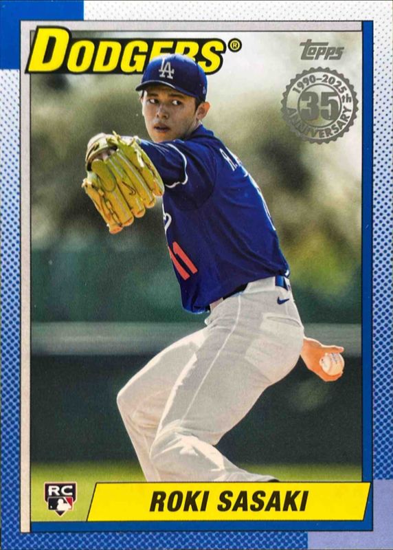 Roki Sasaki 2025 Topps #90B2-37 1990 Topps Baseball Rookie RAW