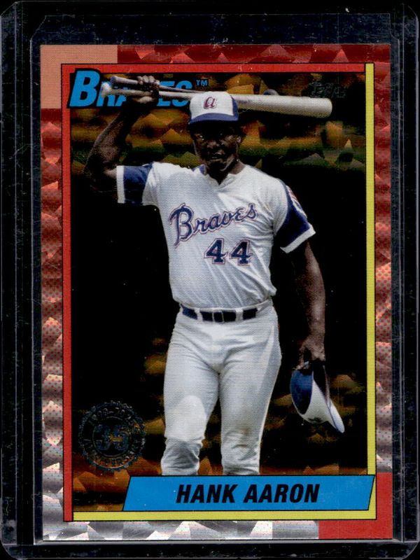 Hank Aaron 2025 Topps #T90-14 1990 Topps Baseball - Gold Crackle Foilboard /50 RAW