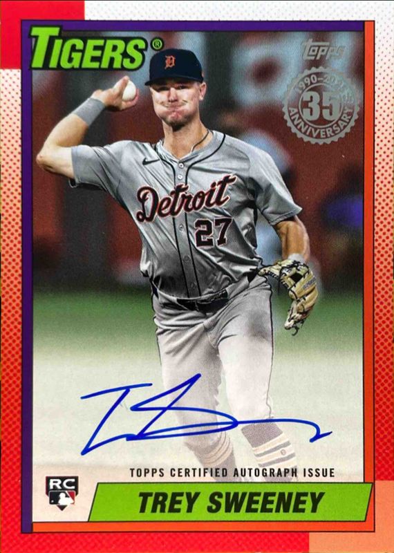 Trey Sweeney 2025 Topps #90B2-TSW 1990 Baseball Autographs (Series 2) Rookie RAW
