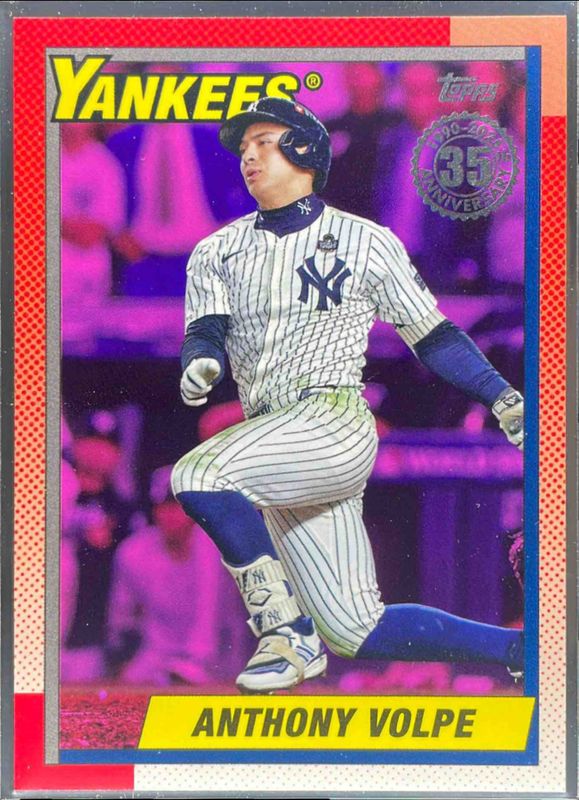 Anthony Volpe 2025 Topps #90B2-43 1990 Topps Baseball - Pink RAW