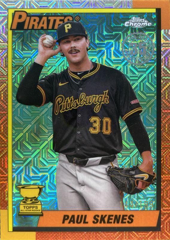 Paul Skenes 2025 Topps #T90C-32 1990 Baseball Chrome Silver Pack - Aqua Refractor /199 RAW
