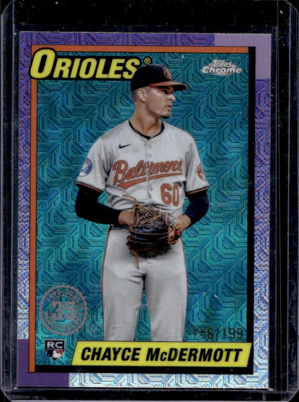 Chayce McDermott 2025 Topps #T90C-59 1990 Baseball Chrome Silver Pack - Aqua Refractor /199 Rookie RAW