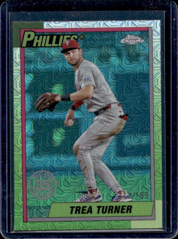 Steven Kwan 2025 Topps #T90C-7 1990 Baseball Chrome Silver Pack - Aqua Refractor /199 RAW