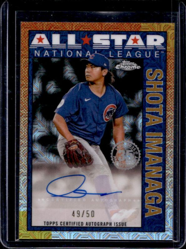 Shota Imanaga 2025 Topps #90CAS-SI 1990 Baseball Chrome Silver Pack All Stars Autographs - Gold /50 RAW