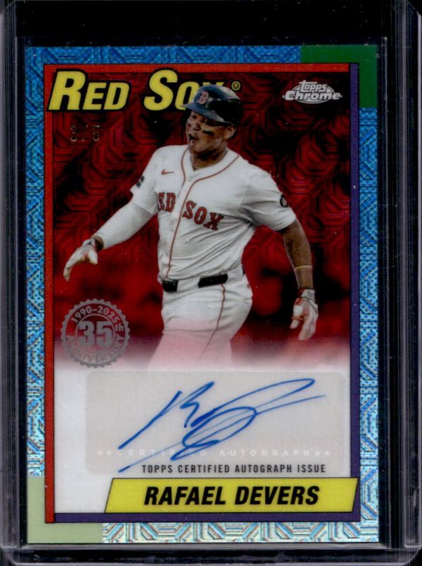 Rafael Devers 2025 Topps #90CA-RD 1990 Baseball Chrome Silver Pack Autographs (Series 1) - Red Refractor /5 RAW